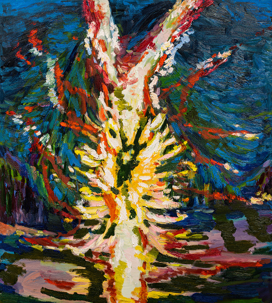 Kunigunda Dineikaitė.. Užkalbėjimas pakeliui. Medžių tema. 100x90 cm., 2021m. foto Andrej Vasilenko